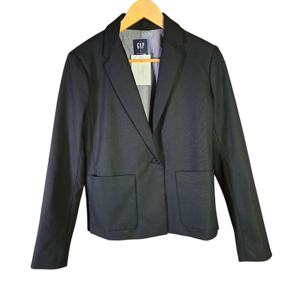 NWT Gap Womens Blazer Size 6 Black Office Corpcore Business Academia‎ One-Button
